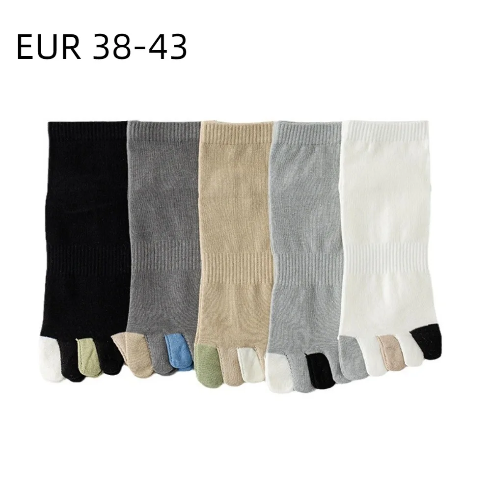 1 Pairs Five Finger Socks Men Toe Socks with Separate Fingers Mid Tube Crew Sport Socks Boys High Quality Cotton Anti-slip