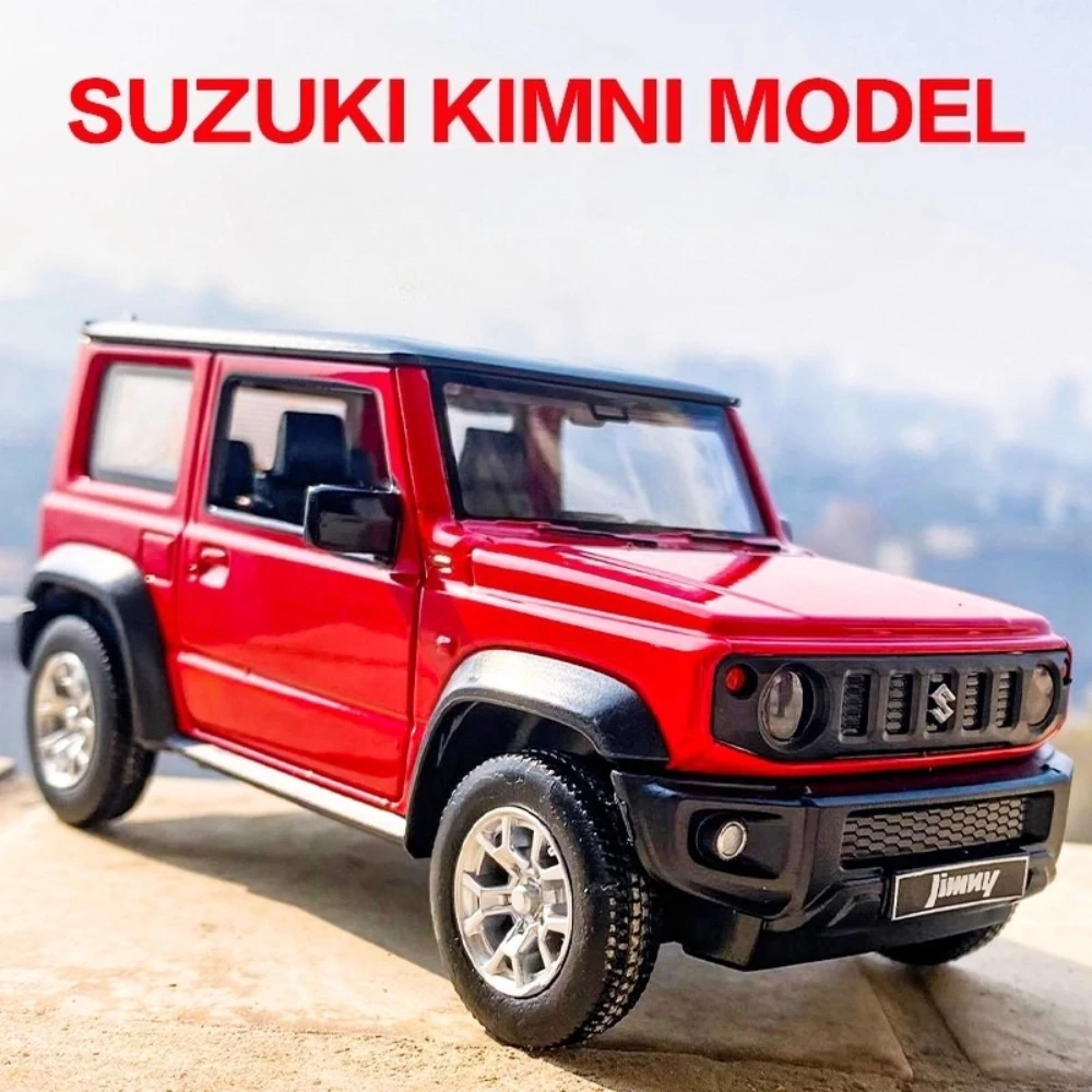 Escala 1:26 Suzuki Jimny coche de juguete modelo simulación sonido luz tirar hacia atrás aleación fundida vehículos todoterreno decoración juguetes para niños