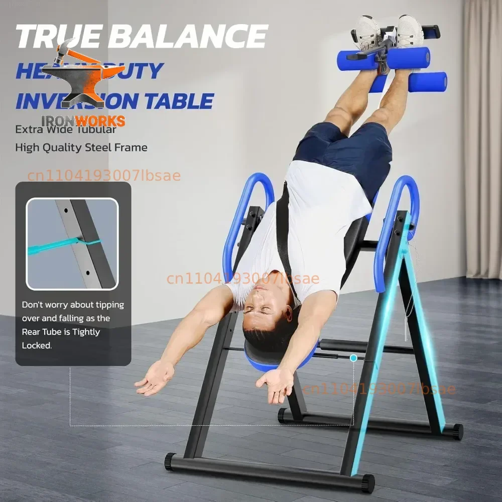 Gravity Heavy Duty Inversion Table with Headrest & Adjustable Protective Belt Back Stretcher Machine for Pain Relief Therapy