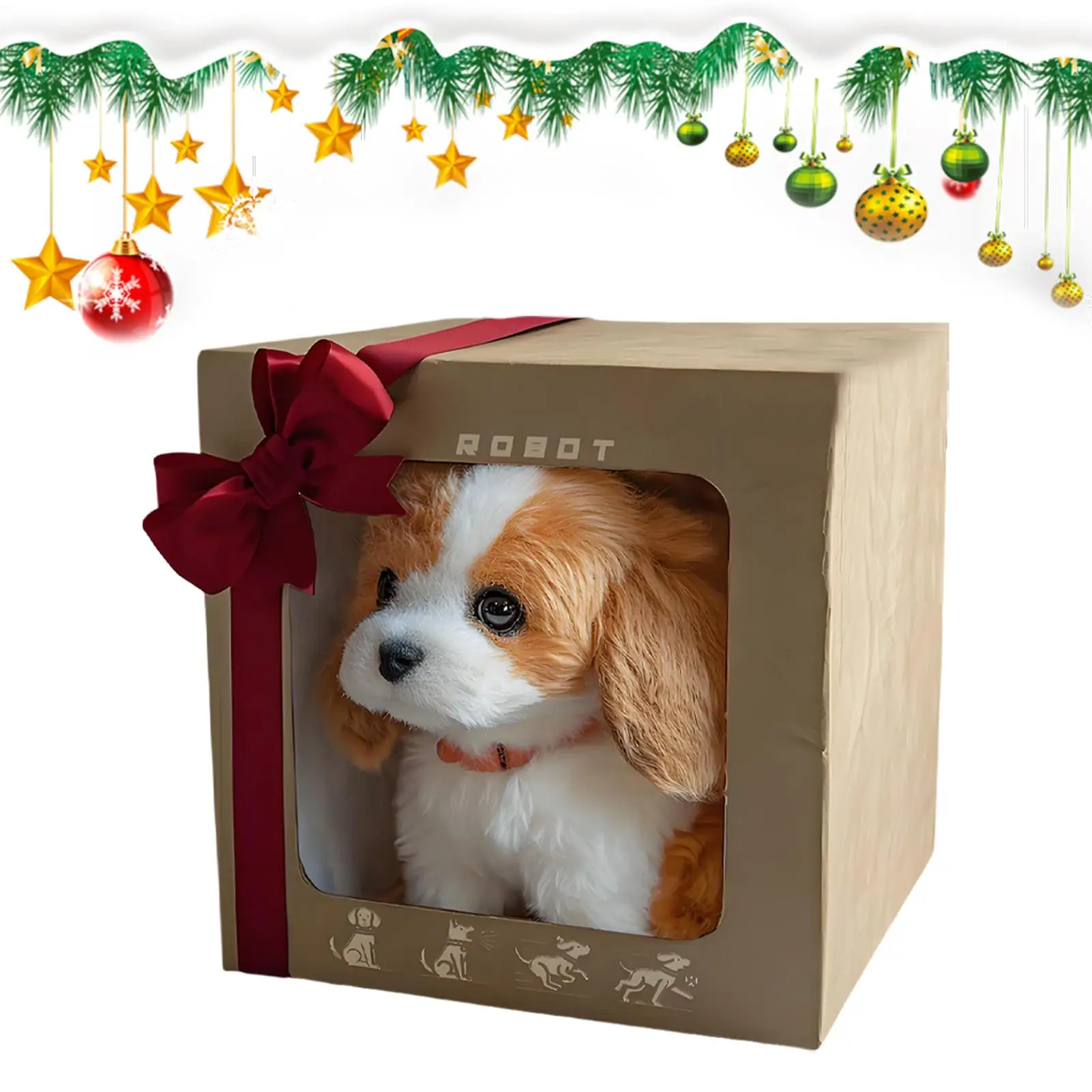 

Robotic Dog Plush Stuffed Animals Barking Walking Tail Wagging Soft Toys Animal Companion For Kids Ages 0-5 Home Classroom