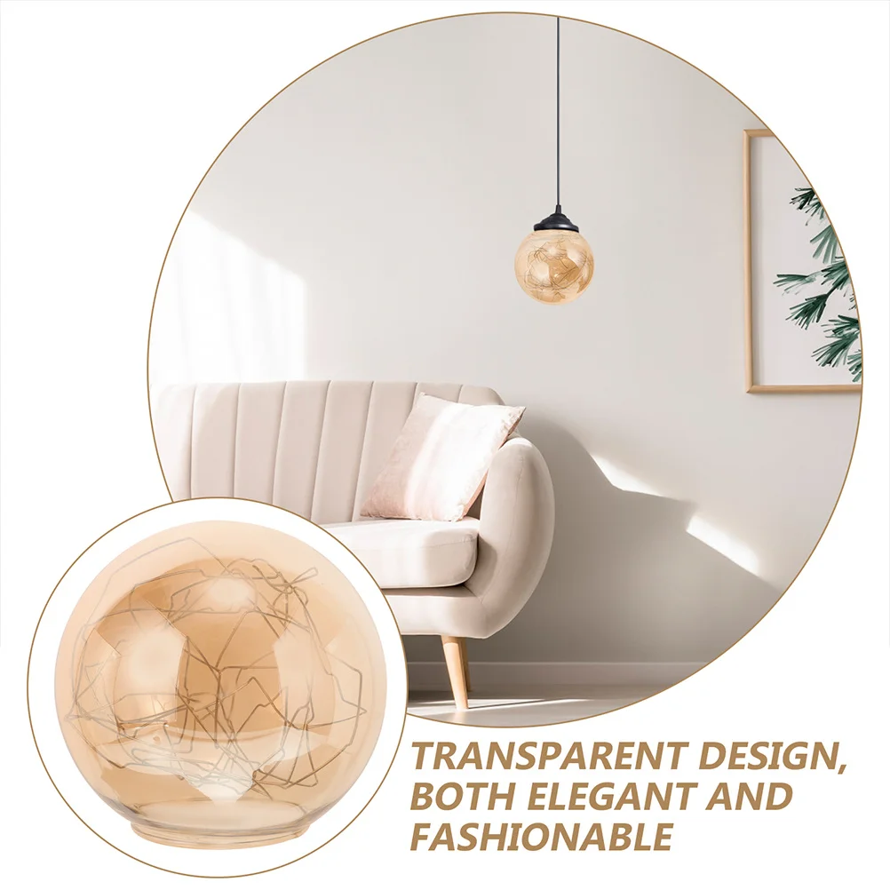 

Globe Glass Lamp Shade Replacement Decorative Pendant Light Cover Exquisite Round Design Easy Install Chandelier Fixture