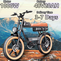 Ridstar-CR20 Electric Bicycle 1000W 48V20AH Lithium Battery Adult City Electric Bike 20-inch Fat Tire Mountain Snow Riding Ebike