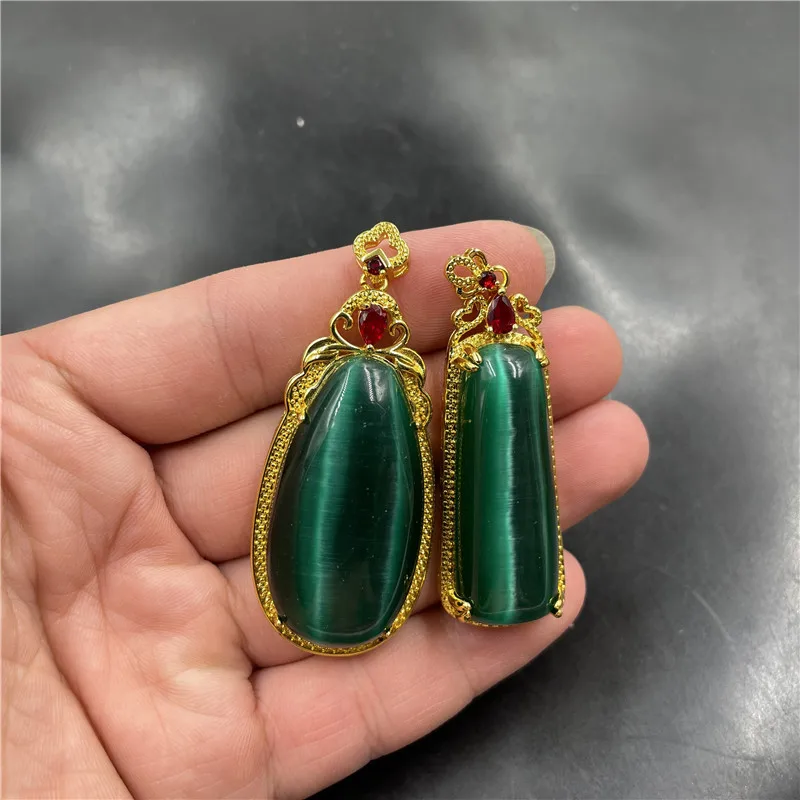 Electroplating Inlaid Lake Blue Opal Drop Pendant Long Pendant