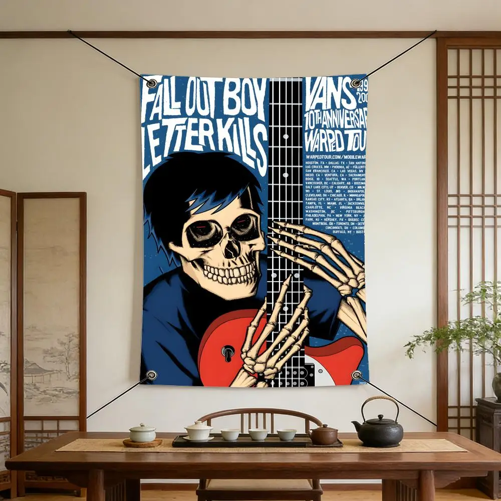 rock F-Fall O-Out B-Boy Flags Warm Home Flag 4 Grommets Wrinkle Free Indoor Outdoor