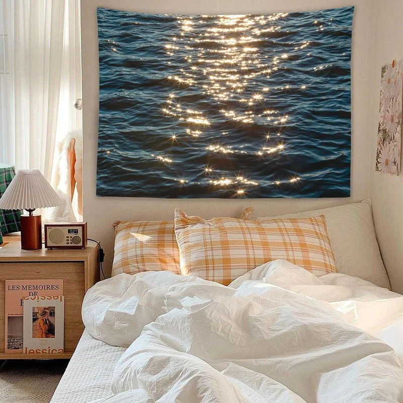 River Tapestry Wall Decor Vintage Sea Vacation Tapestry Bedroom Decoration Tapestry Bedding Room Decorative