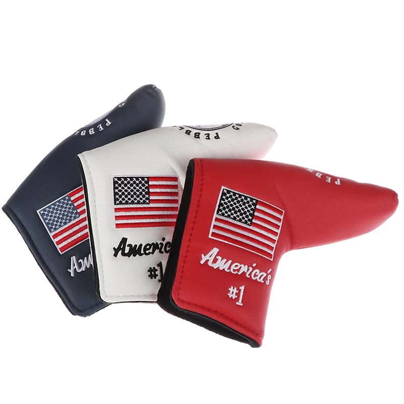 High Quality 1Pc America Flag Pebble Beach Golf Putter Head Cover Blade Putter Cover