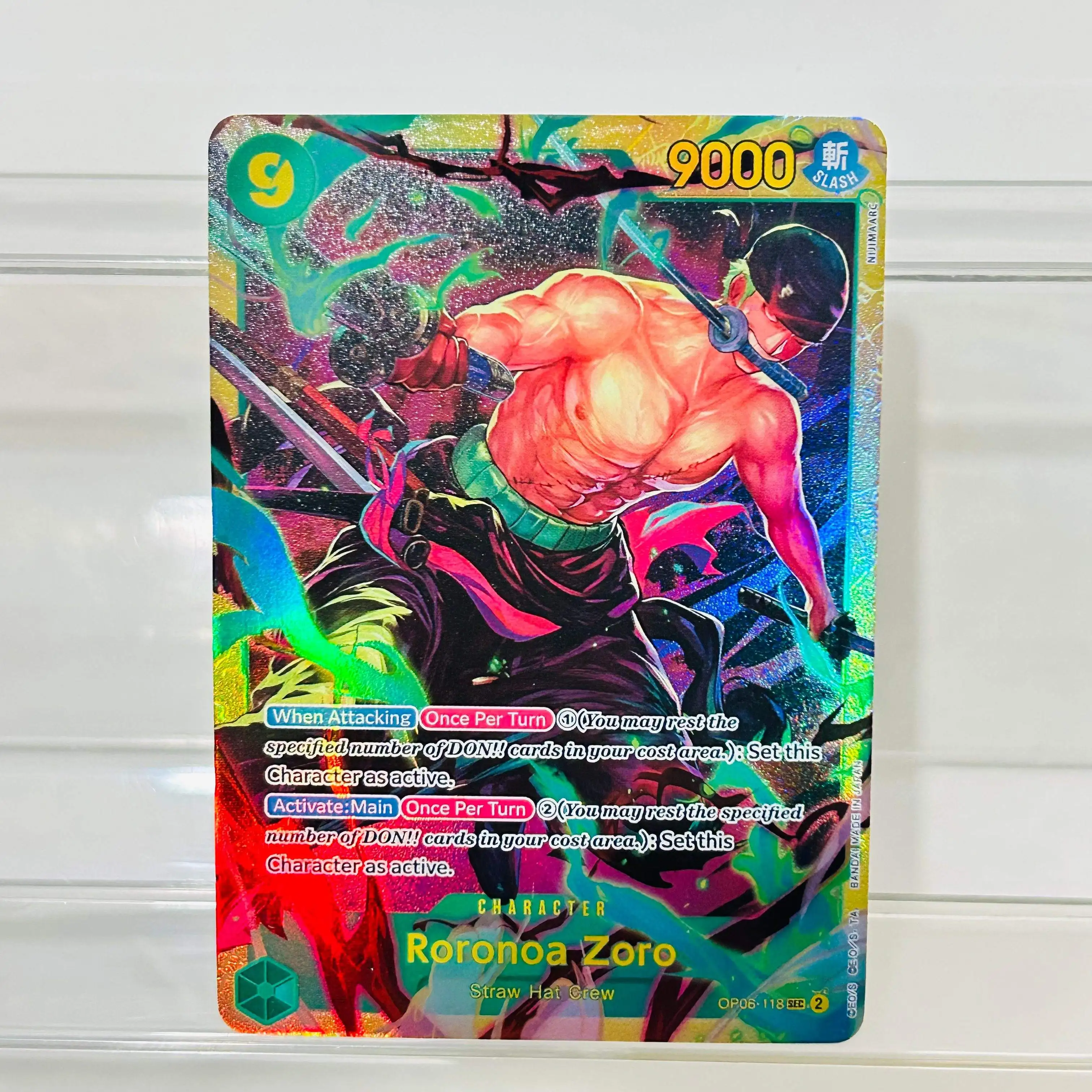 One Piece Roronoa Zoro OP06-118 Card EN Version Holographic Texture Cards Perfect Condition DIY Premium Anime Collection Card view 6