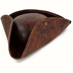 Adult Pirate Hat - unisexes leather tricorn hat for pirate themed costumes that can be used for Christmas,Halloween celebrations