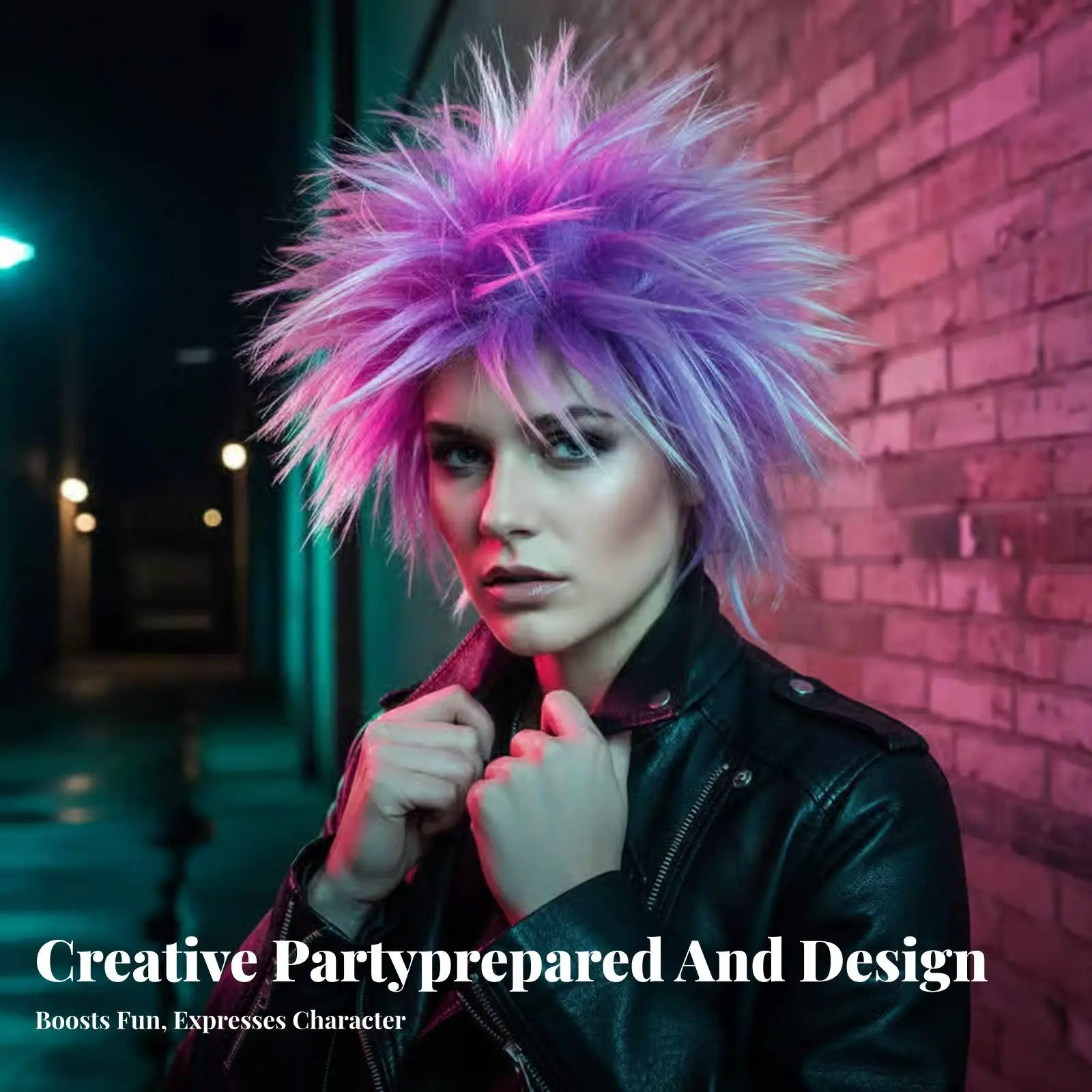 Cockscomb Design Party Wig Vivid Multicolor Synthetic Hair for Themed Parties Cosplay and Performances