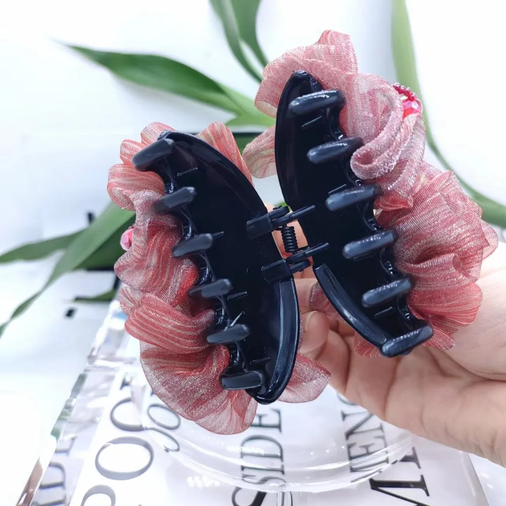 Blumen-Haarspange für Damen, elegante Haarklammer mit Rosen-Design und Spitze, handgefertigte Haarnadel für Hochsteckfrisuren – Detail 5