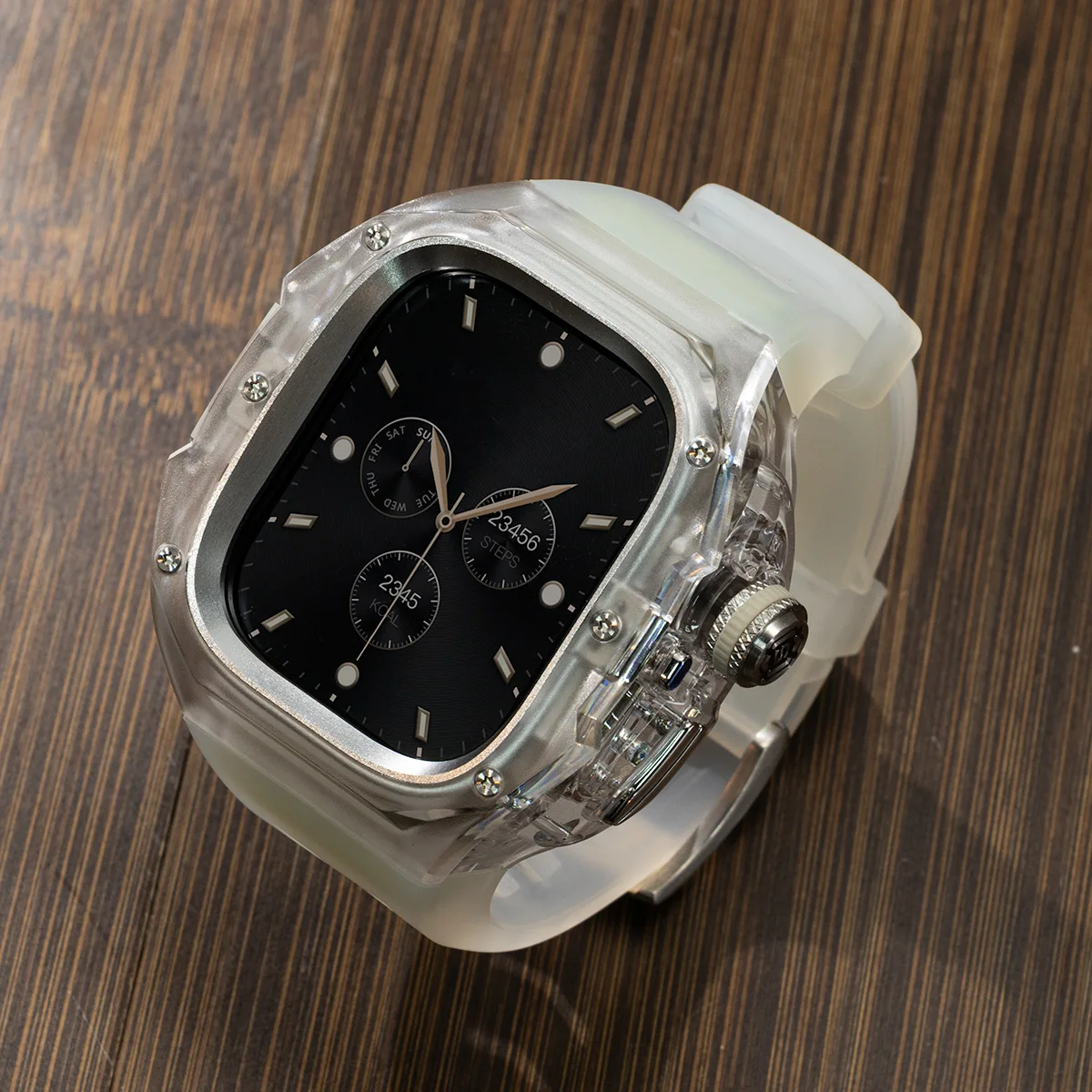 

2026 Новый роскошный комплект модов для Apple Watch Ultra 3 49 мм, прозрачный чехол, резиновый силиконовый ремешок для IWatch Ultra 2/1, модификация «сделай сам»