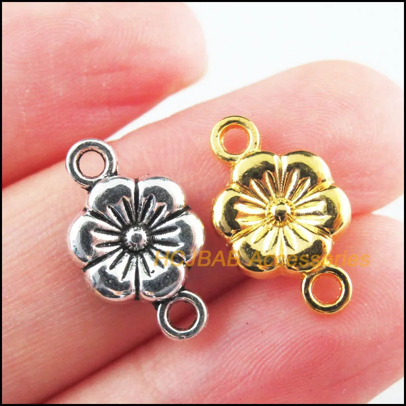 

Fashion 35Pcs Retro Tibetan Silver Tone Gold Color Flower Star Charms Connectors 10x18mm