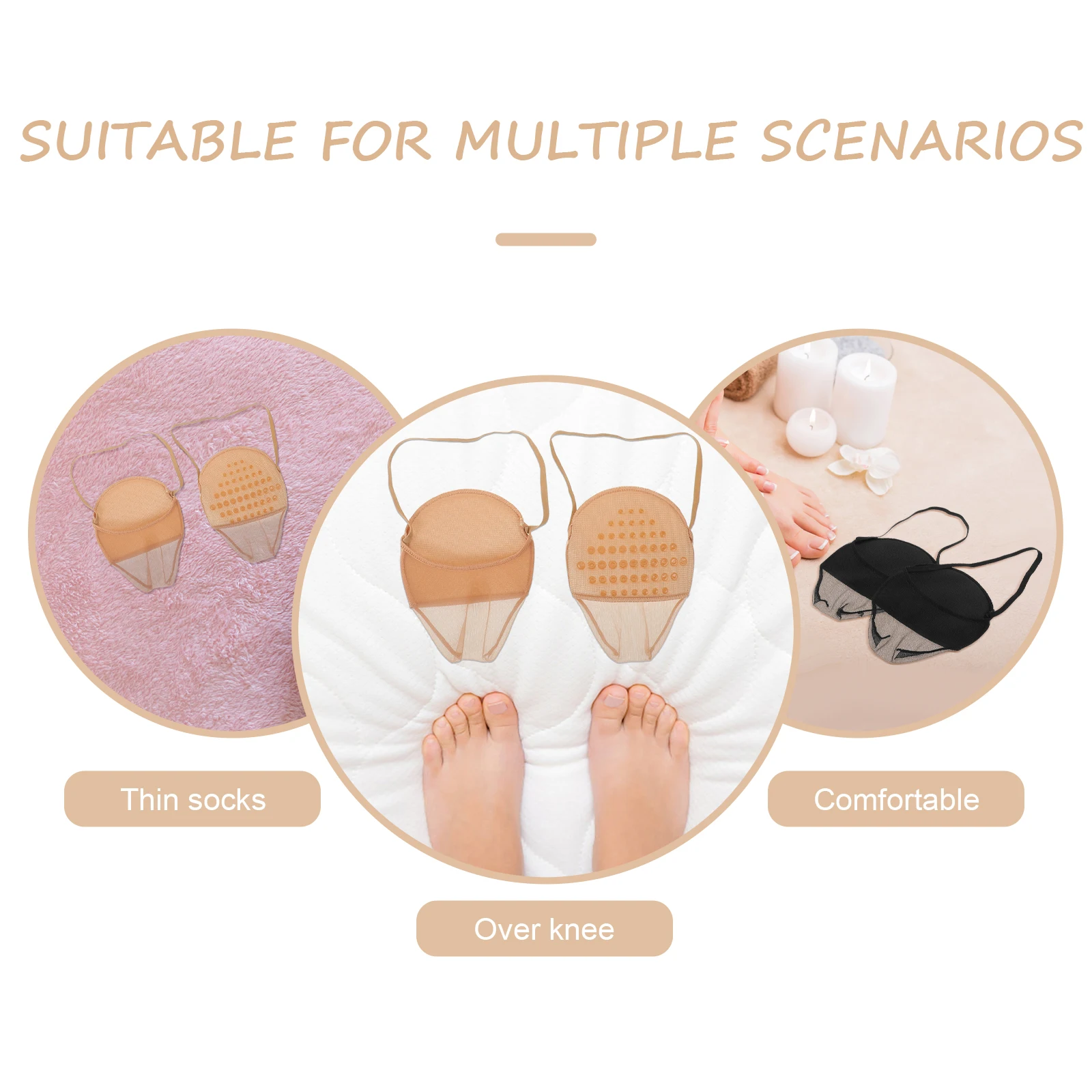 

2 Pairs Invisible Half Socks Breathable Forefoot Women High Heel Black Skin Friendly Thin Anti Skid Summer Hidden Wear resistant