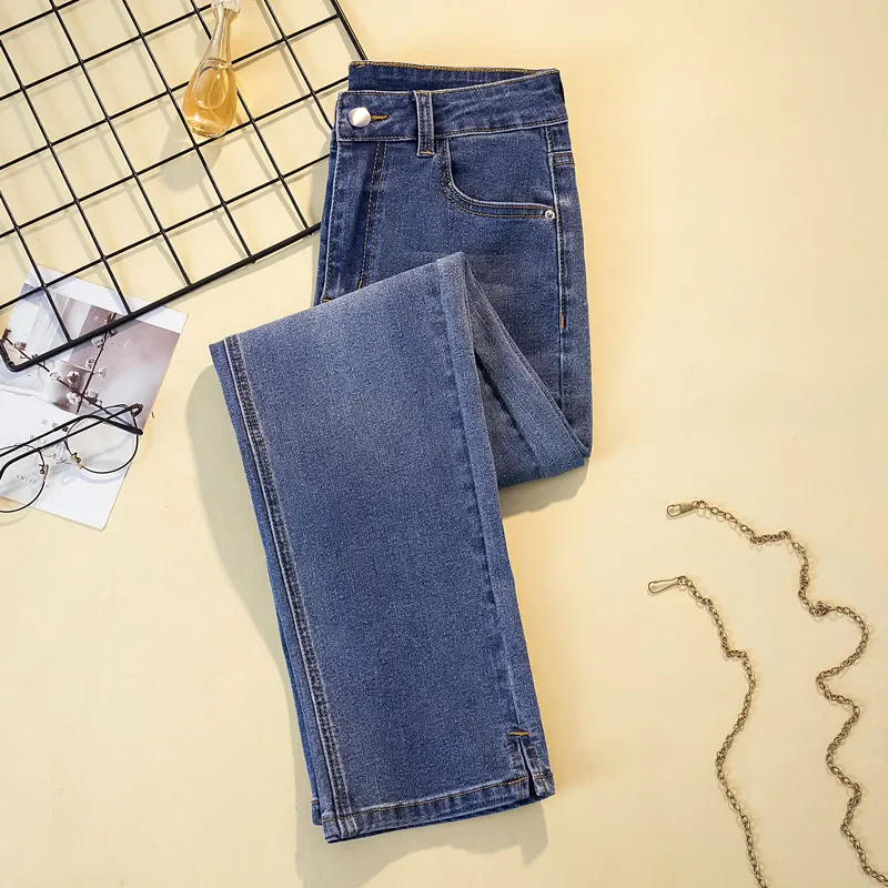 Vrouwen Vintage Skinny Rechte Jeans Lente Herfst Casual Hoge Taille Streetwear Denim Broek Koreaanse Mode Split Ontwerp Vaqueros