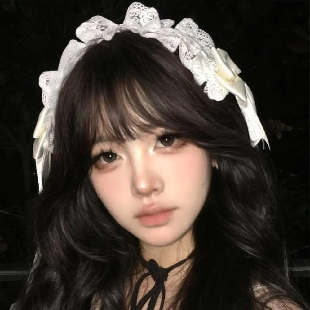 New Lolita Cat Ears Headband Bow Lace Headwear Cosplay Head Wrap Women