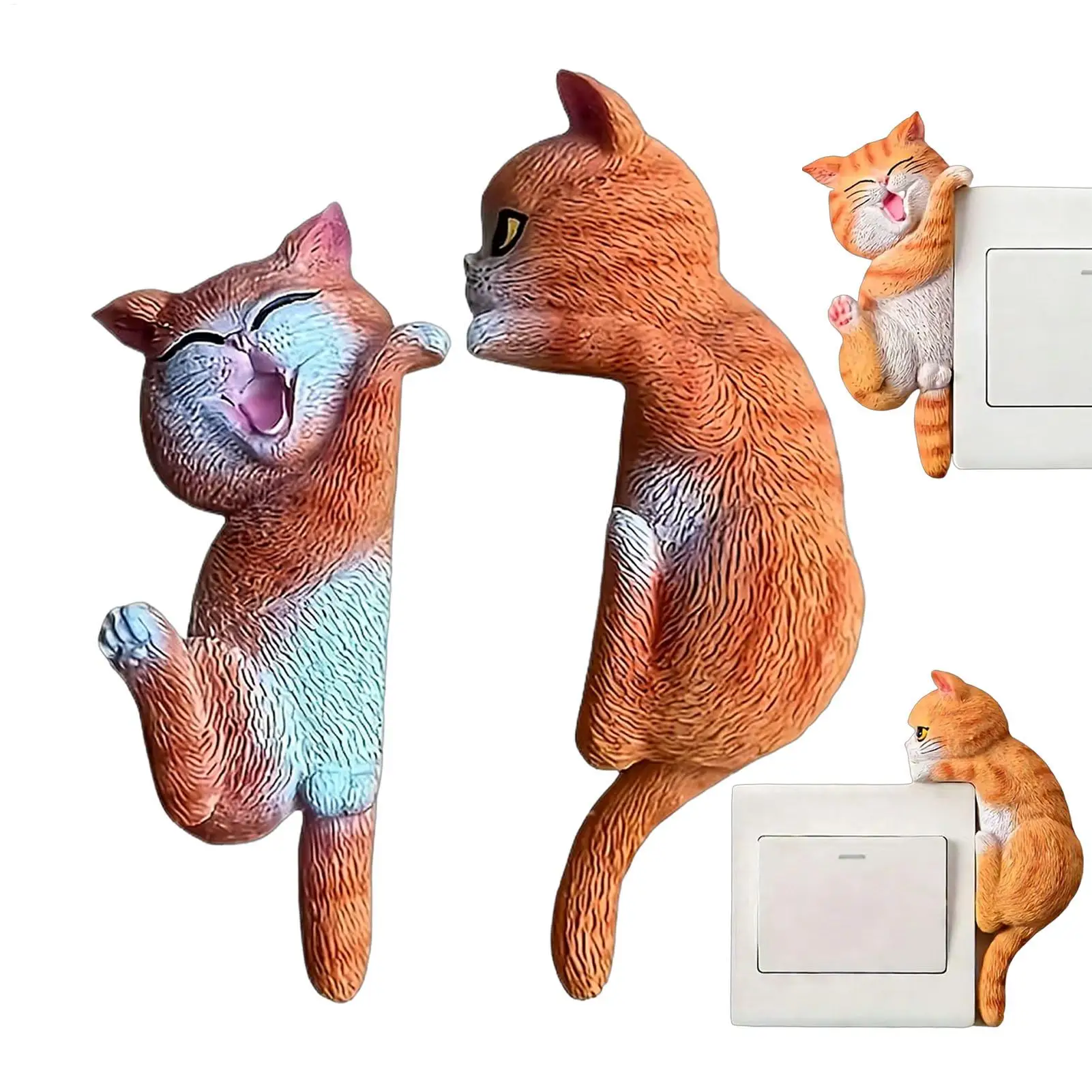 Light Panel Sticker 2-Piece 2D Removable Cute Decals Cat Outlet Stickers Room Decor for Home Office Kids Room Bedroom Kitchen