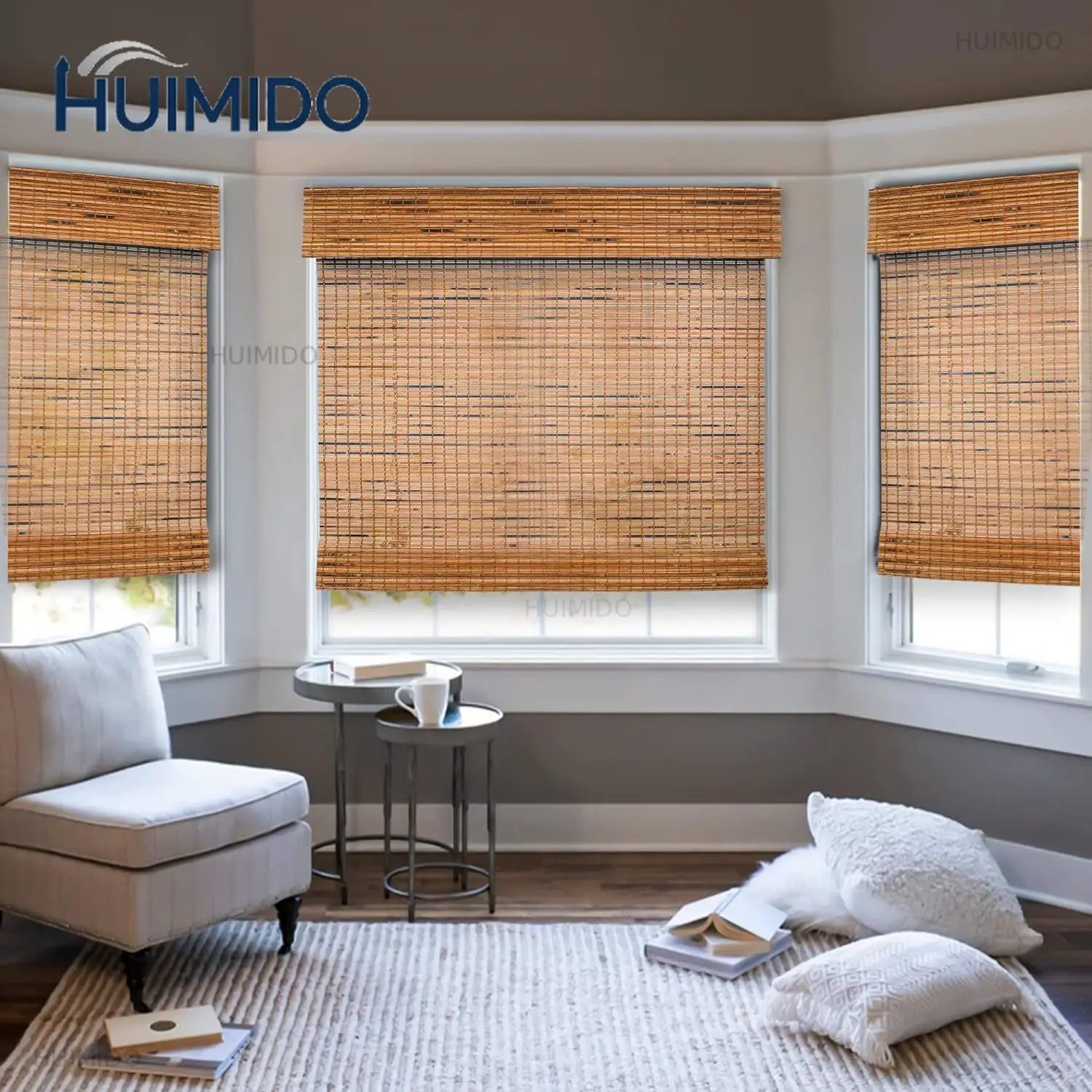 Custom-made Sunroad Roman Shades for Windows,Bamboo Blinds  Bamboo Shades,Cordless Window Shades for Home,Cordless