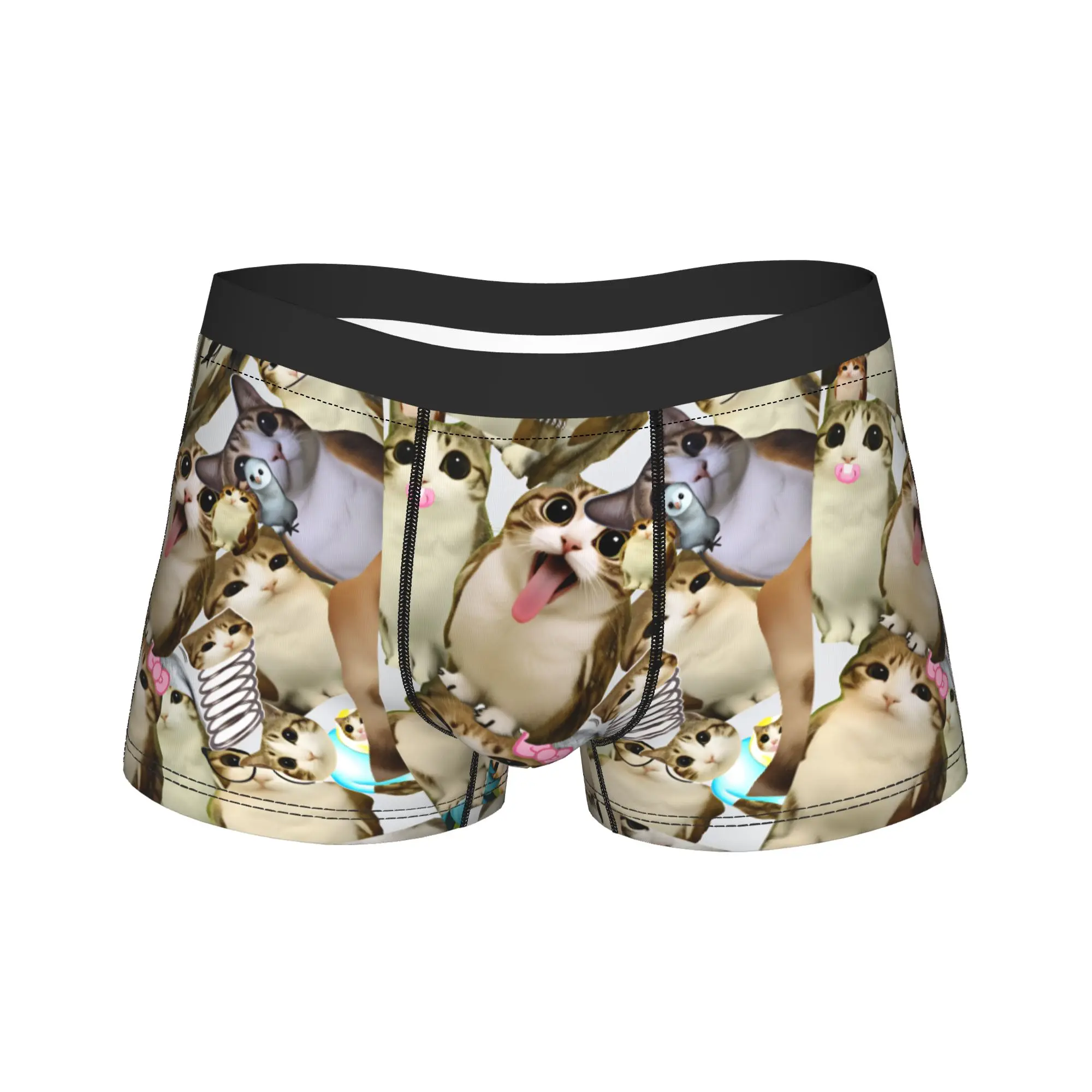 Meowl Cat Owl Funny Animal Boxershorts Pouch Underwear Trenky Custom DIY Shorts Briefs Comfortable Males Underpants Big Size 2XL
