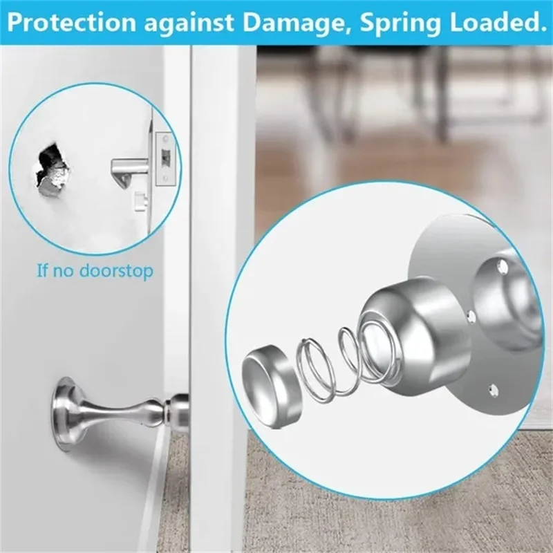 Magnetic Door Stop Door Suction Holder-Stainless Steel Door Stop Stopper Holder Home Room Office Indoor Magnetic Door Catch