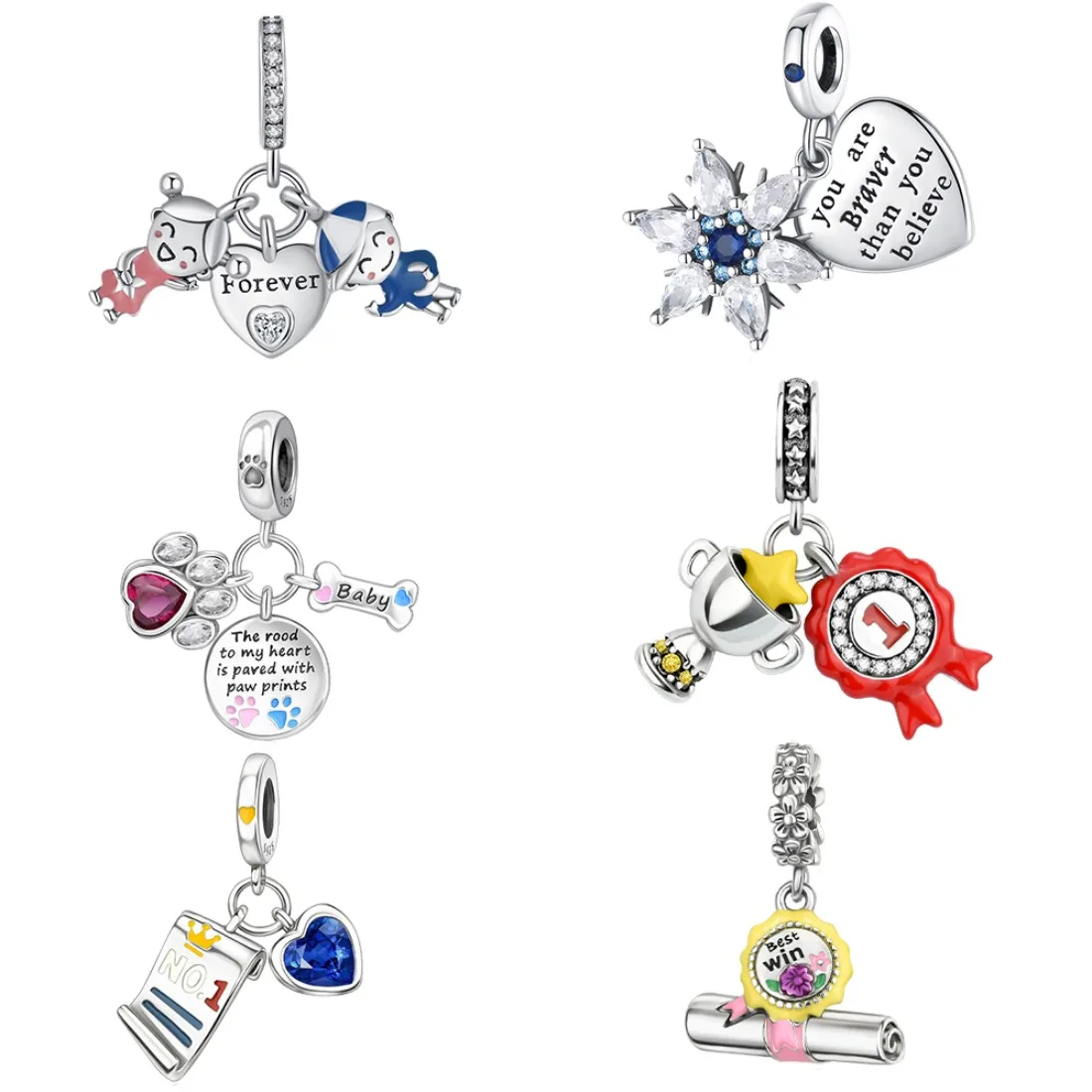 925 Sterling Silver Pendant, Nameplate, Medal Series, Beads Compatible with Original Bracelet, Necklace, DIY Jewelry Gift