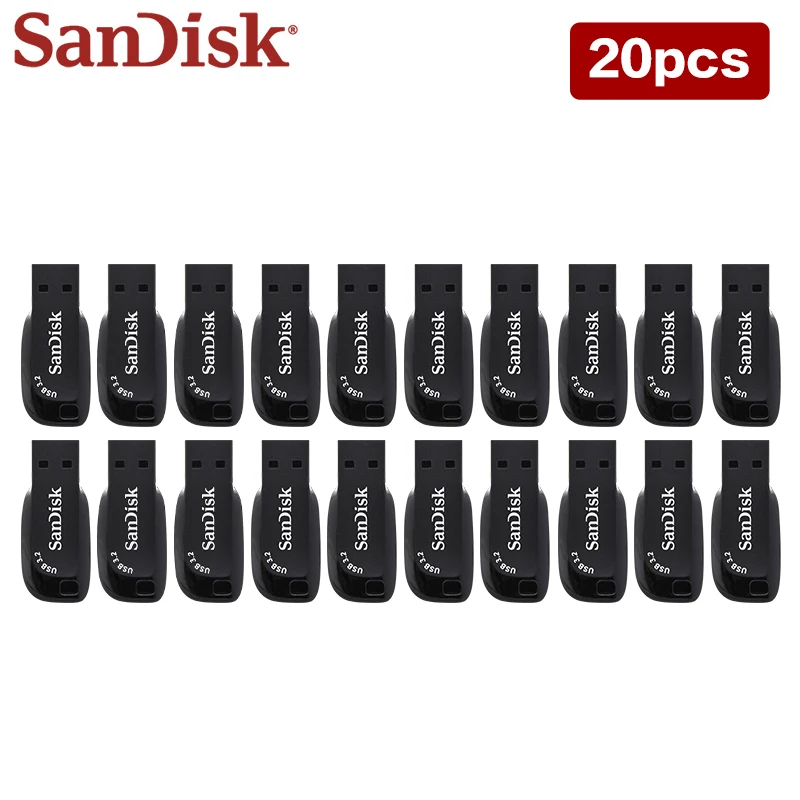 

20pcs Wholesale SanDisk CZ410 USB 3.2 Pen Drive 32GB 64GB 128GB Original USB Flash Drive memoria Pendrive for Computer Max 100mb