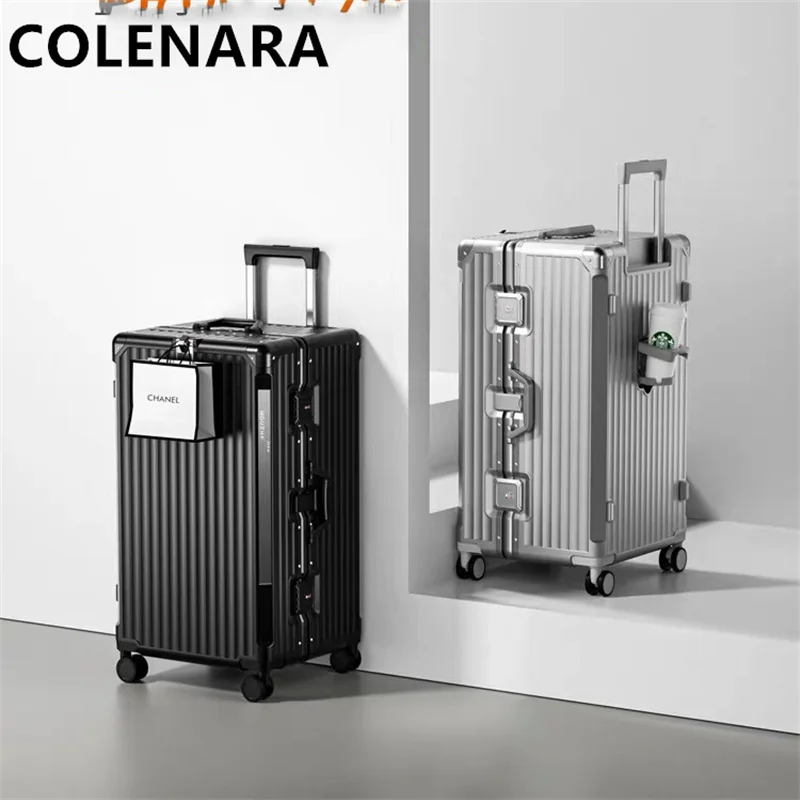 

COLENARA 24"26"28"30 inch Cabin Luggage Bag Large Capacity Password Case Student Suitcase on Wheels Aluminum Frame Trolley Case
