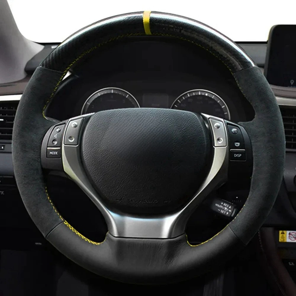 Car Steering Wheel Cover Braid Anti-Slip Suede Carbon Fiber For Lexus RX270 RX350 ES250 ES300h GS250 GS300h 2013 Car Accessories