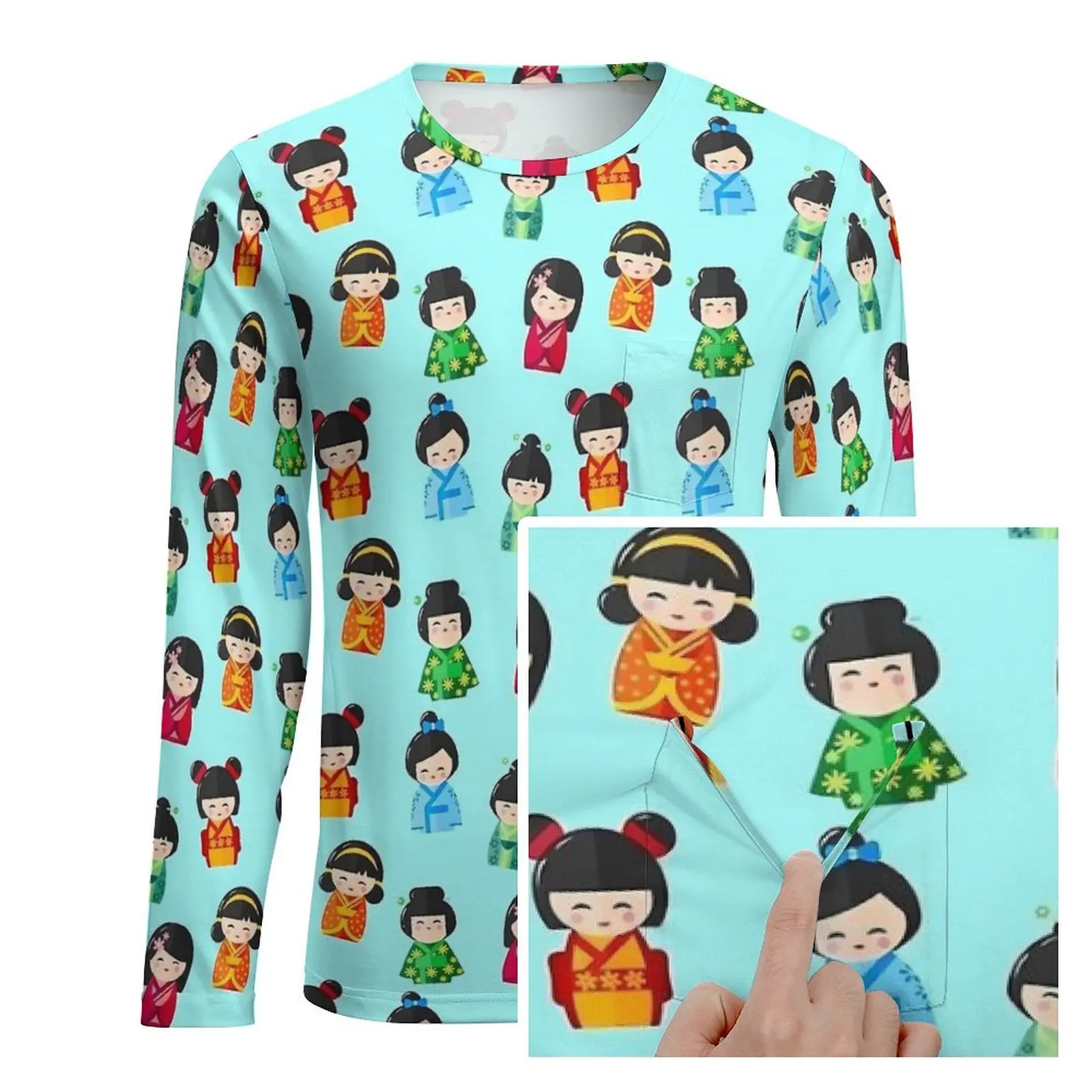 Kokeshi Japanese Dolls T Shirt Daily  EMO T Shirts Men Cool Graphic Tee Shirt Plus Size 4XL 5XL