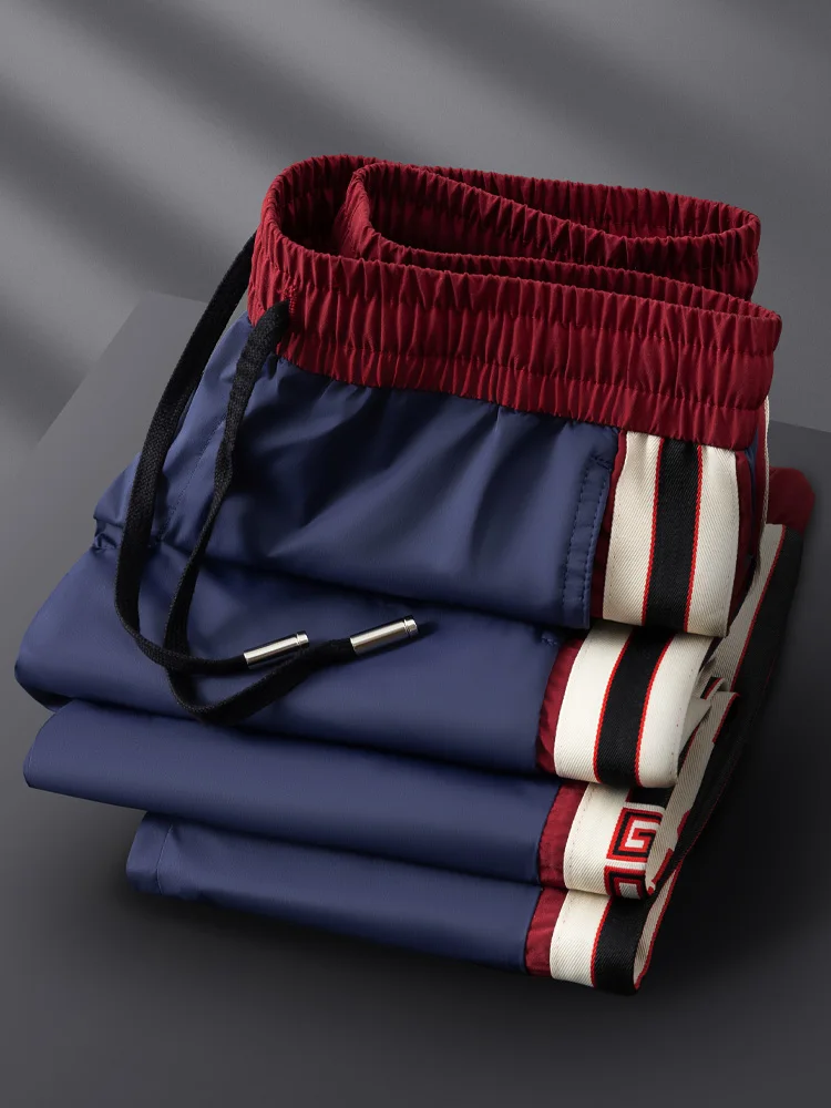 

Qui-Dry Ice Silk Men's Slim Fit Sports Pants Summer Lightweight Breathable Elastic Waist Cargo orts