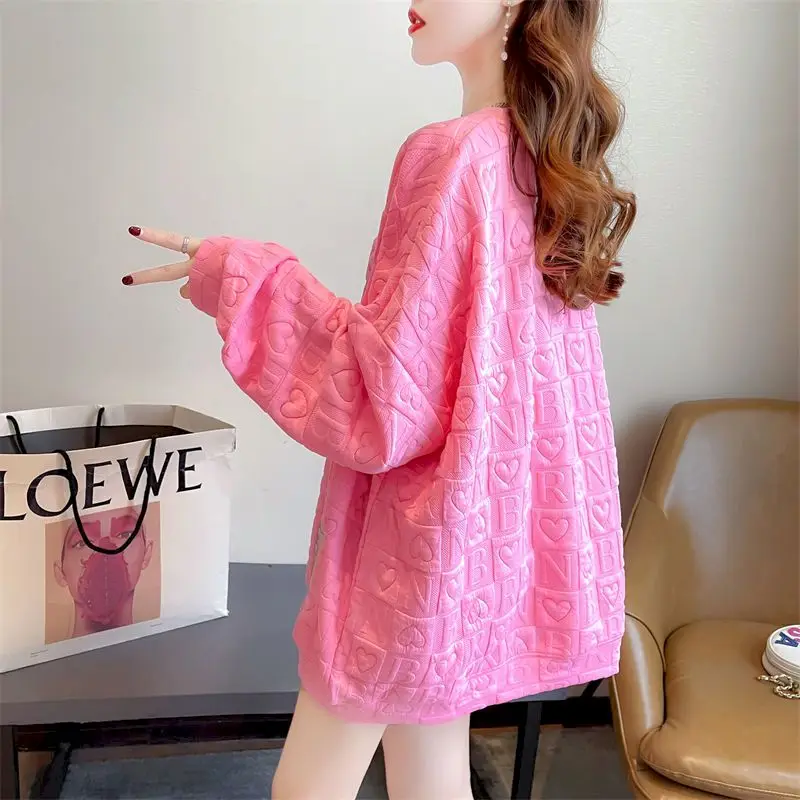 Fashion Pullovers Women Spring Autumn Trendy Loose Sweatshirt Korean Style Mid-length Oversized Pullover Long Sleeve Design Top