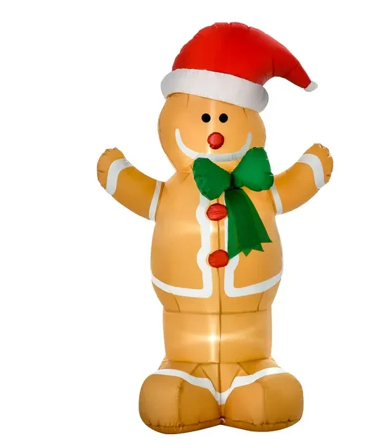 

HOMCOM 6-футовый рождественский надувной пряничный человечек, уличное украшение для двора со светодиодным дисплеем