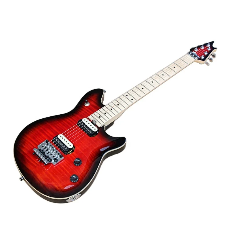 

Flyoung Black Red Musical Instrument Electric Guitar chrome Floyd Rose Bridge