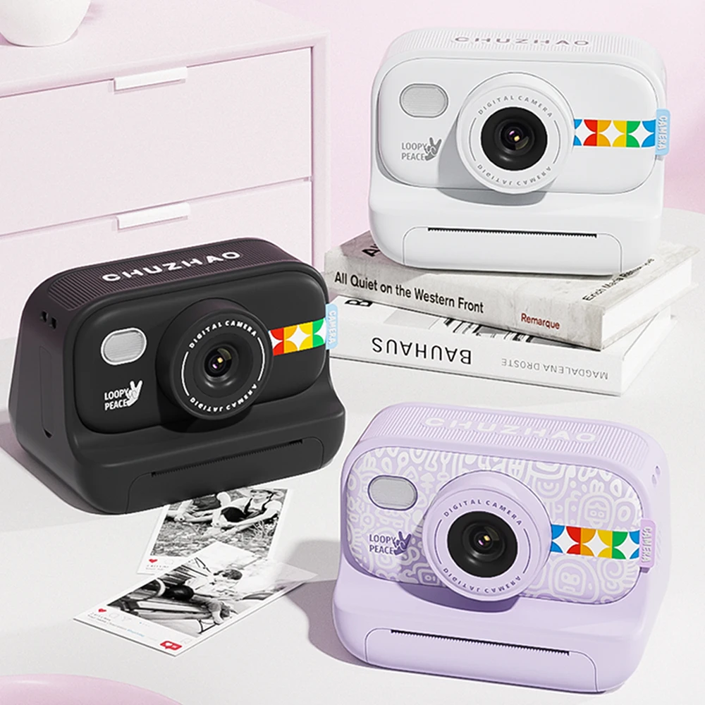 

Colorful Instant Printing Camera for Kids Birthday Gifts 1080P HD Digital Cameras Camcorder with LED Light No Ink Thermal Paper