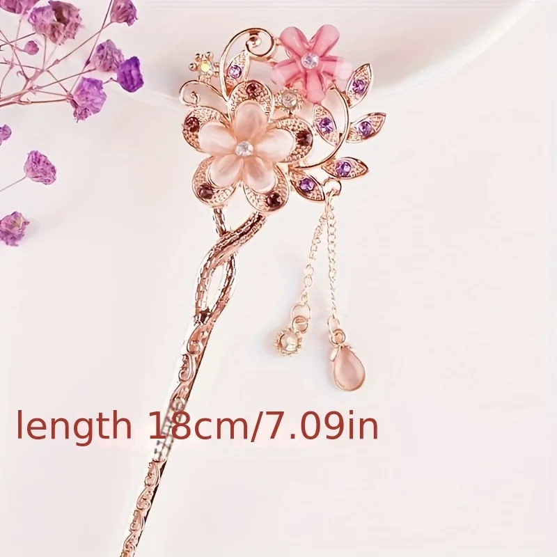 1PC Vintage Ethnic Style Hairpin Elegant Flower Shaped Hairpin Exquisite Pendants Hairpin