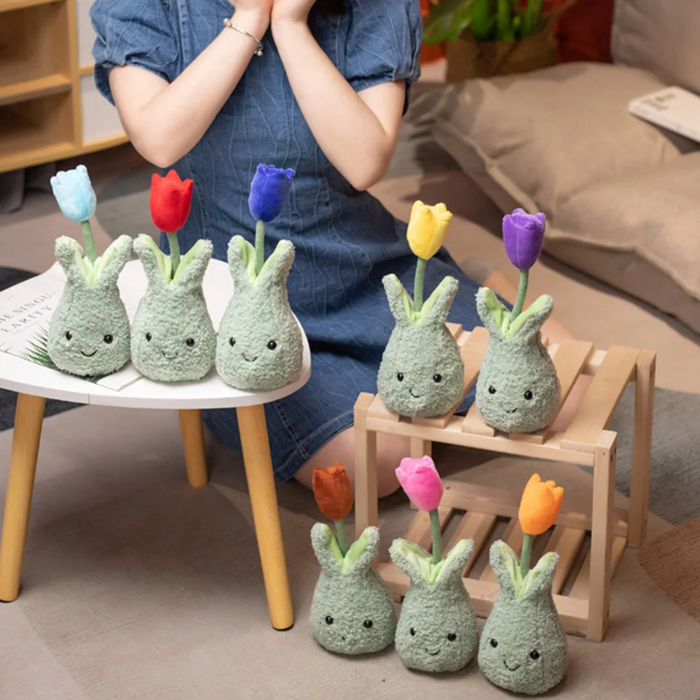 Simulation de plantes de tulipes, jouets en peluche créatifs, fleurs en pot, cadeaux