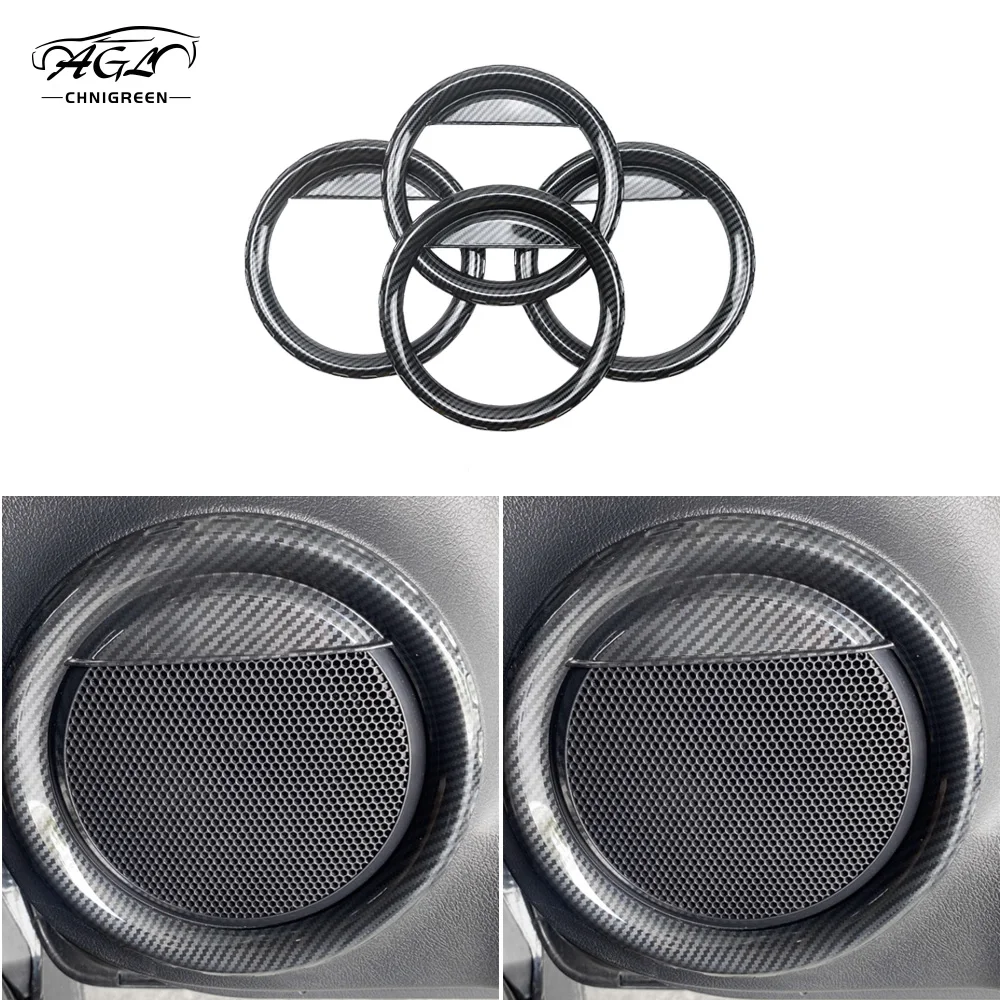 4pcs Carbon Fiber Color Door Speaker Frame Trim for Toyota Hilux Revo Conquest 2015 2016 2017 2018 2019 2020 2021