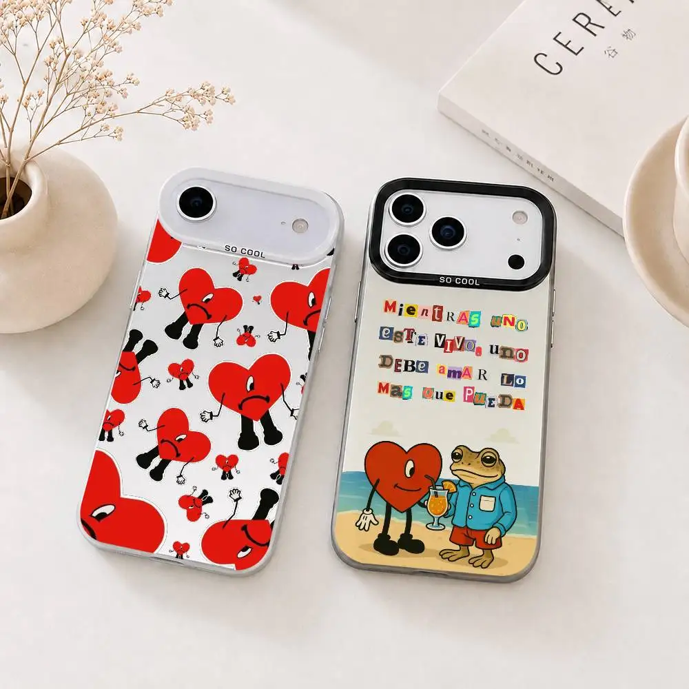 

Singer B-Bad B-Bunny Gift Phone Case For iPhone 17,16,15,14,13,12,11 Plus,Pro Max,XS,Colorful Silver Phone case Funda Cover