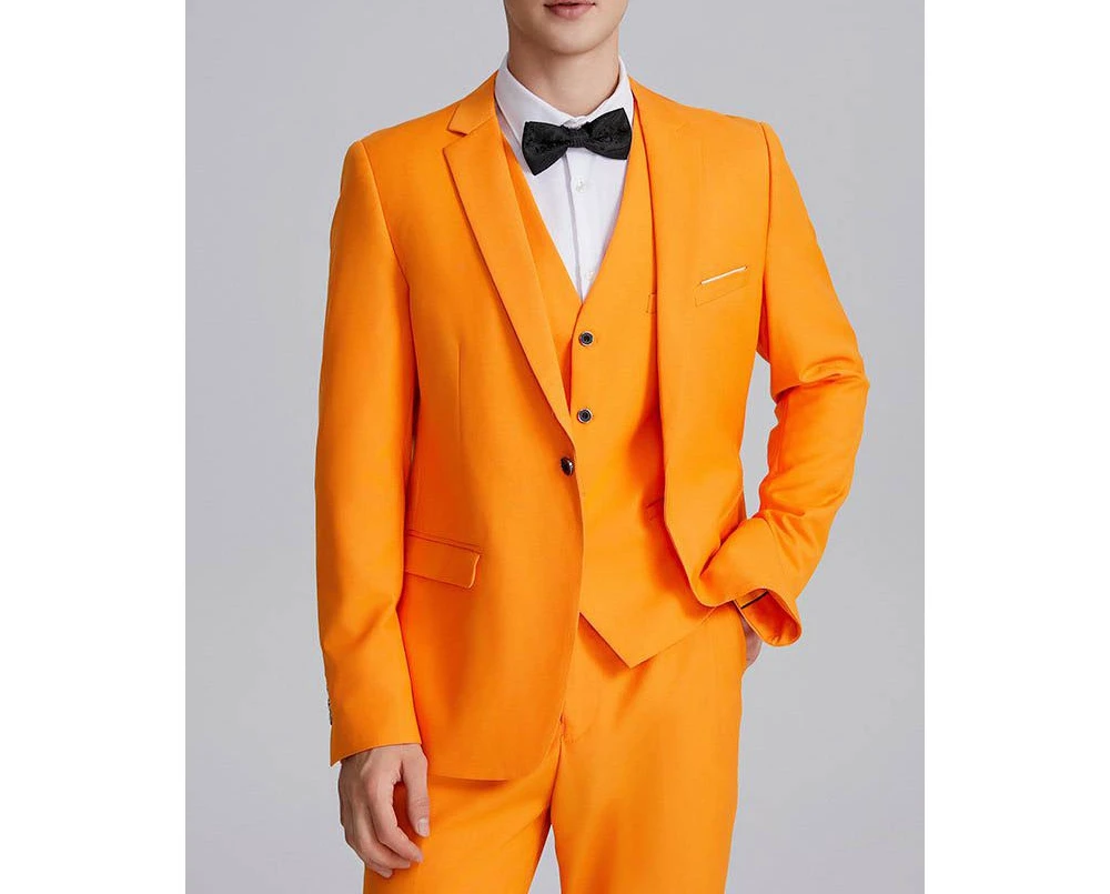 

Summer Orange Men Suits Single Breasted Notch Lapel 3 Piece Jacket Pants Vest Formal Prom Party Full Set Terno