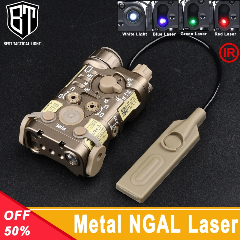 

WADSN Tactical New Metal NGAL Flashlight Red Green Blue IR Dot Sight White LED Light Dual Function Pressure Swicth Hunting Lamp