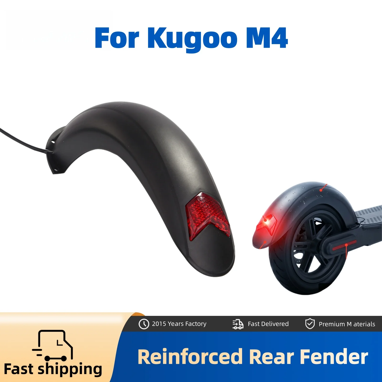 

Upgraded Rear Mudguard with LED Tail Light for Kugoo M4 Electric Scooter 10 Inch Wheel Splash Fender Safety Warning Light Kit