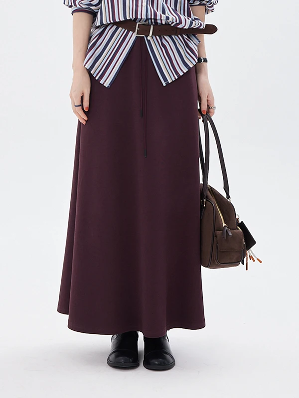 

Boran Casual Loose A-Line Skirt Pure Color Simple Design Long f-Length Casual Wear for Ladies Comfortable Cotton Fabric