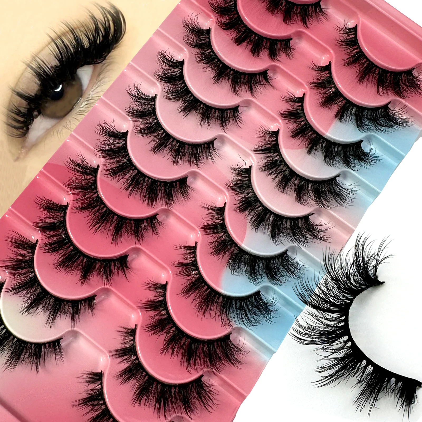 

100Pairs Mink Eyelashes 3D Mink Hair False Eyelashes Natural Thick Long Eye Lashes Fluffy Makeup Beauty Extension Tools