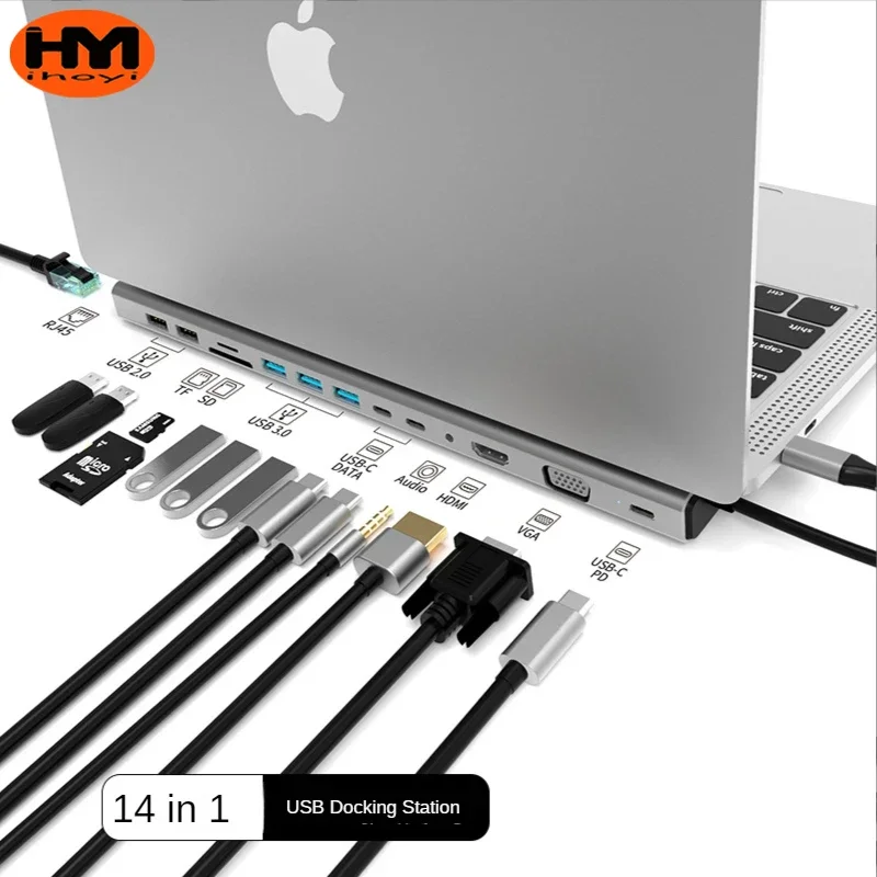 14-in-1 Type-C Docking Station USB Hub Multifunction Hub Dock Station USB 3.0 Hub Dockering For Xiaomi Lenovo Macbook