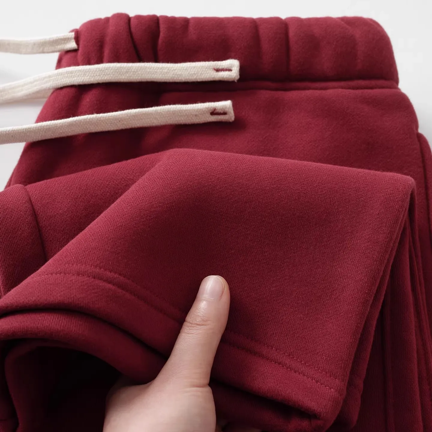 

Утепленные флисовые спортивные брюки прямого кроя для мужчин, теплые повседневные спортивные штаны темно-красного цвета, подходят для всех сезонов