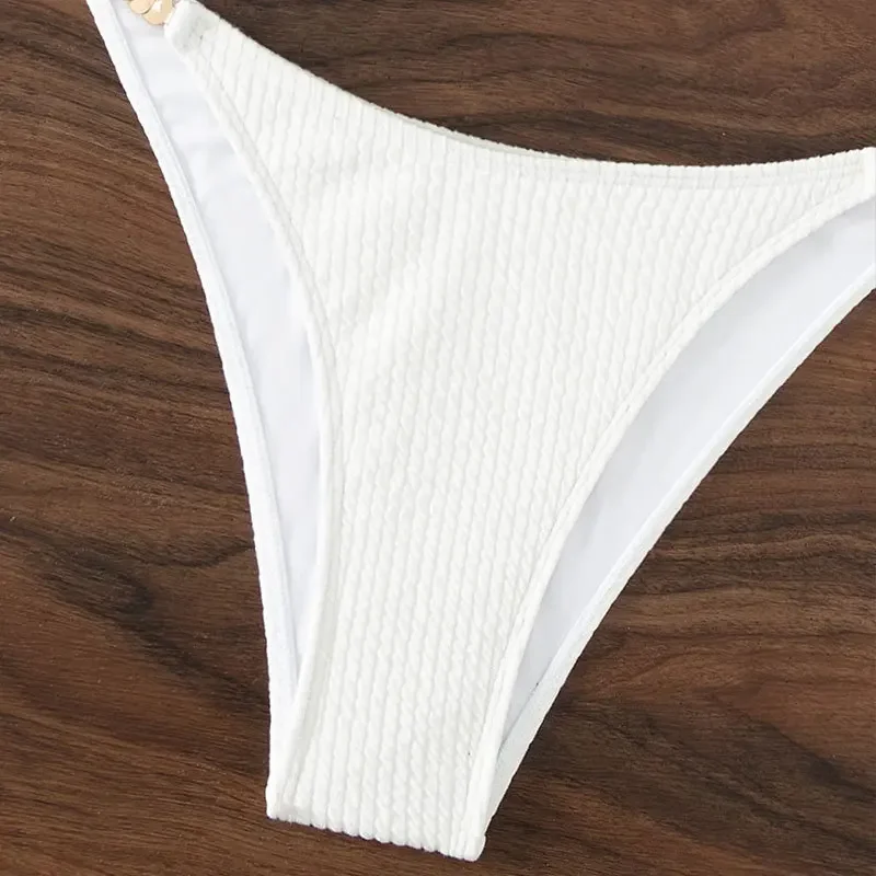 HIAVAVA-Bikinis Bandeau sexys con eslabones metálicos en U, traje de baño de dos piezas para mujer, traje de baño con Tanga, ropa de playa de cintura baja