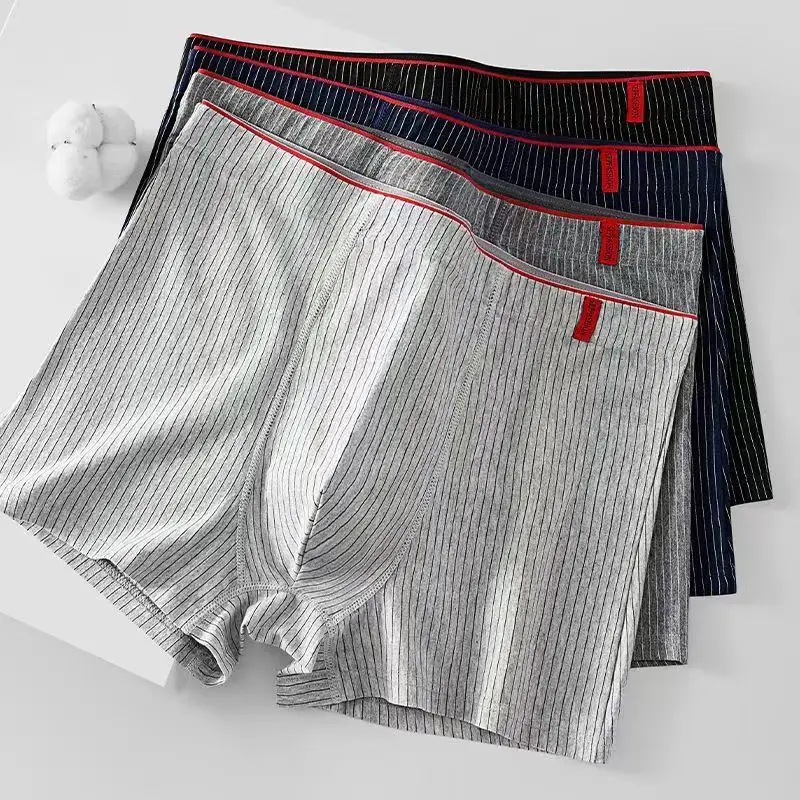 

Men's Underwear U Concave Mid-waist Boxer Panties Young Men's Boxshorts Plus Size Boys' Shorts Pants Striped Boxers трусы