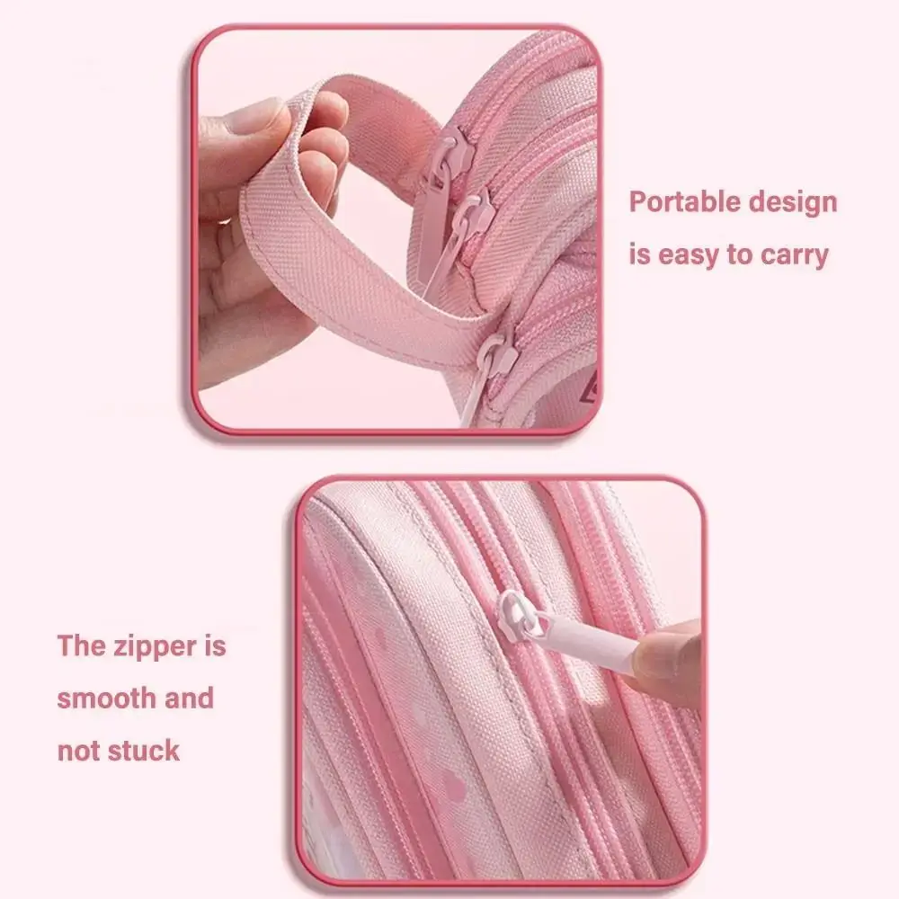 Three-Layers Cartoon Girls Pencil Bag Astronaut Cartoon Girls Large Capacity Pencil Pouch Multifunction with Keychain