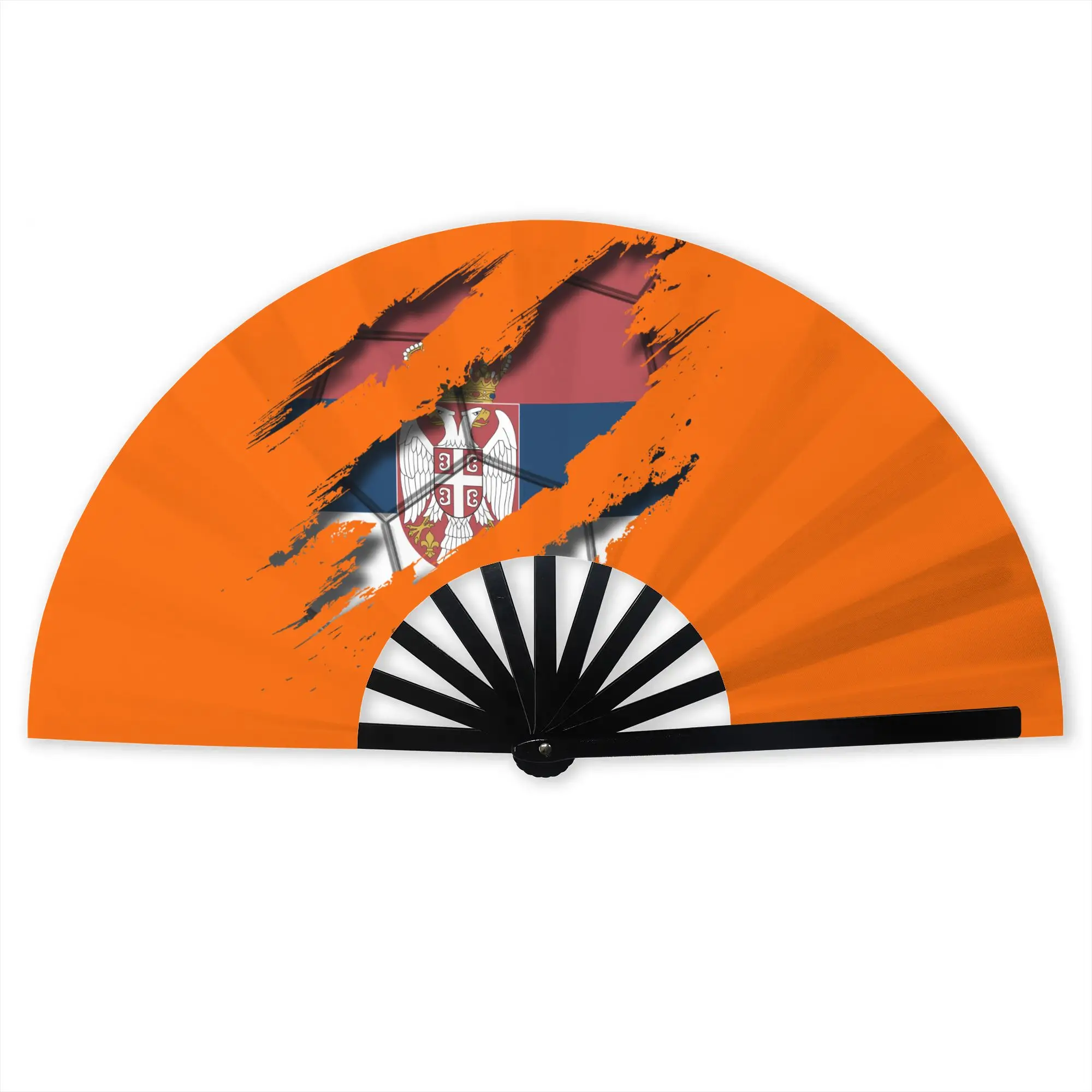 Serbia Flag Traditional Folding Fan Chinese Style Serbian Proud High-Quality Fans Gift Classic Decorative Hand Fan
