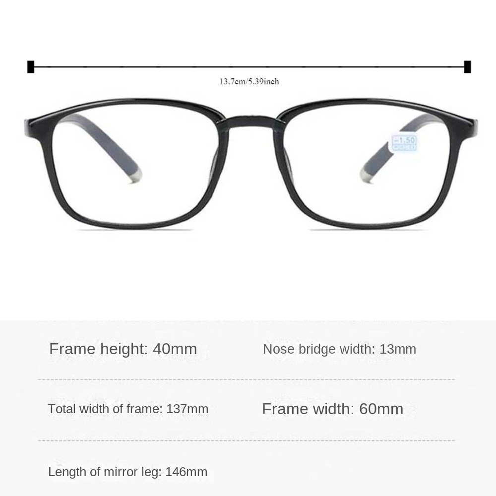 Bijziende bril Bijziende bril Vierkante bril Visiezorg Computerbril Zwart Paars Grijs Lichtgewicht