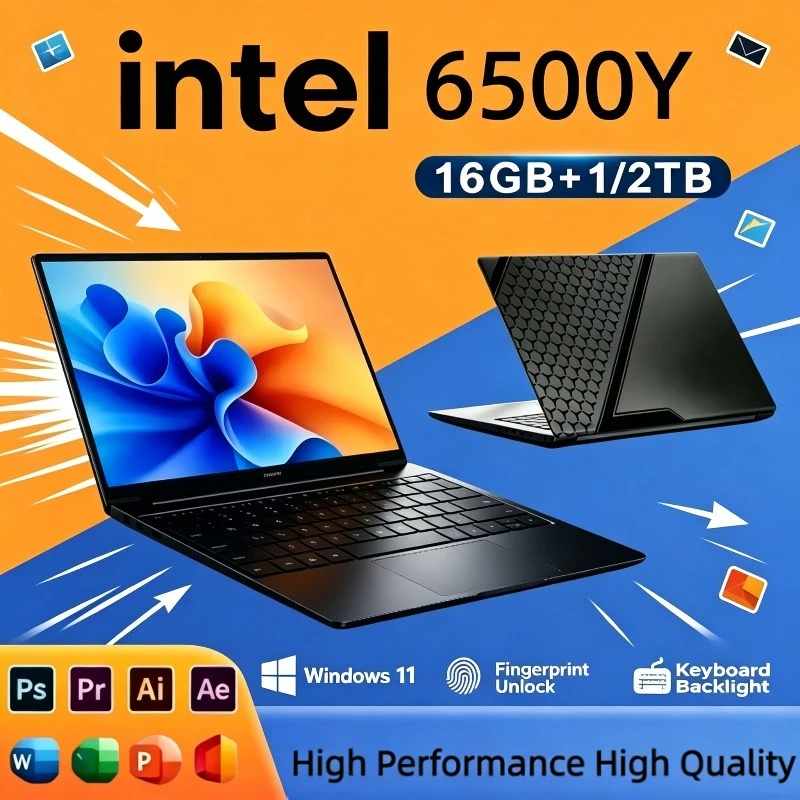 New Portable Business Black 15.6Inch Intel Core 6500Y Gaming Laptop Computer PC Gamer 32GB RAM Fingerprint Unlock Notebook PC